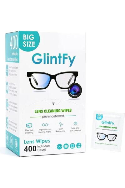 GlintFy Lens Wipes for Eyeglasses, Lens Wipes 15×13cm–400 Count(Pre-moistened...