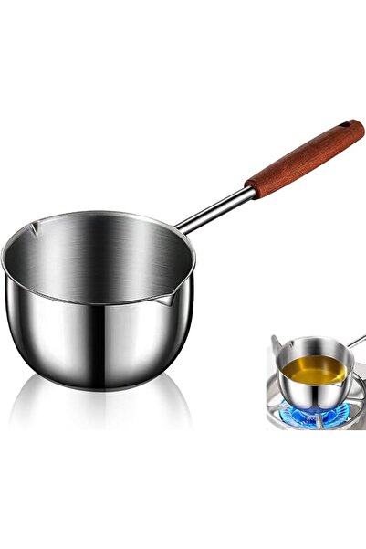 TERRIFI Small Sauce Pan with Pour Spout,Mini Cooking Pot for All Stoves,Choco...