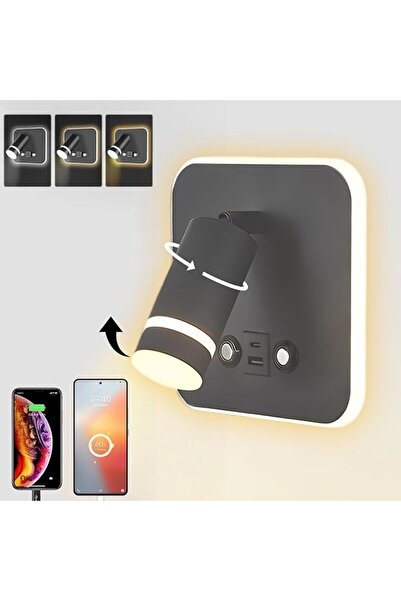 GENERAL Faodu Mounted Wall Lights, Adjustable Reading Light with 2 USB Ports,...