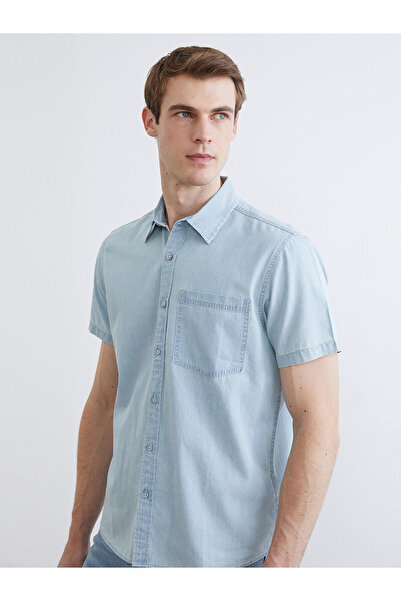 LC Waikiki Trendlucky with Difference Regular Fit Short Sleeve Men's Jean Shirt