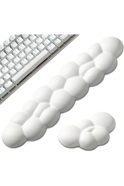 Leolee Keyboard Cloud Wrist Rest and Mouse Set, White with Leather Surface No...