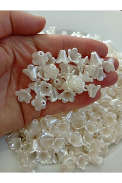 312 KONSEPT 100 Adet Krem Rengi Sedefli Plastik Çanak Çiçek Boncuk