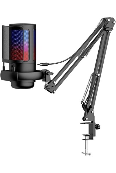 XVersion RGB Gaming Microphone with Adjustable Boom Arm, USB Condenser Mic wi...