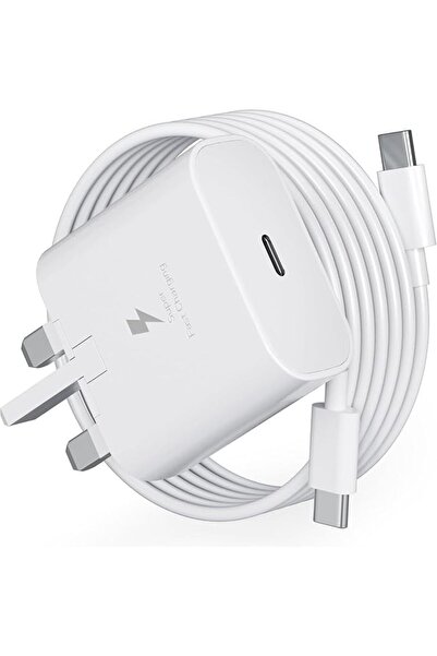 Generic شاحن سريع USB-C بقوة 25 واط مع كابل من النوع C إلى النوع C، محول شحن ...