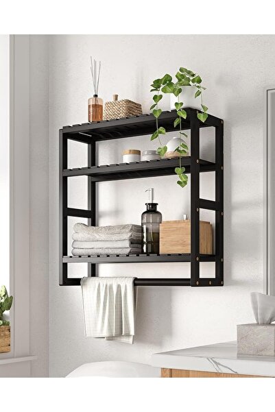 0TO1 TECH 0TO1 Bathroom Shelf with Towel Bars, 3-Tier Bamboo Wall Mounted Rus...