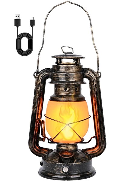 TERRIFI فانوس LED بتصميم عتيق مع تأثير لهب متذبذب، فانوس معلق قابل لإعادة الش...
