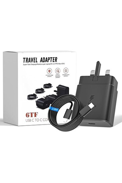 GENERAL شاحن سريع USB-C بقوة 45 واط مع كابل بطول 1.8 متر لهواتف سامسونج جالاك...