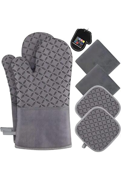 TERRIFI Oven Mitts and Pot Holders 6pcs Set Heat Resistant Kitchen Gloves for...