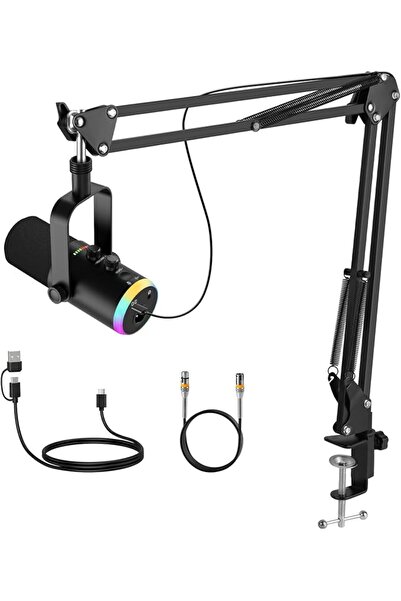 Ferbuee XLR USB Dynamic Microphone with Headphone Monitoring Jack, Volume Con...
