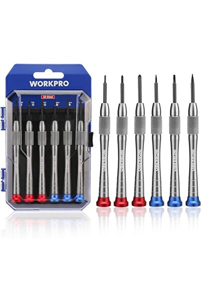 Workpro طقم مفكات دقيقة صغيرة مكون من 6 قطع مع أطراف مغناطيسية