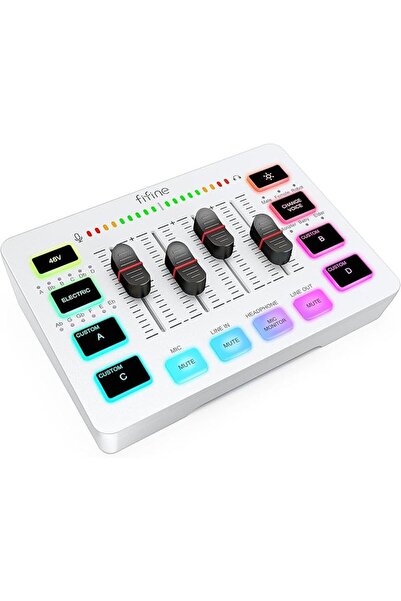Fifine AmpliGame SC3W جهاز مزج الصوت للبث المباشر، جهاز مزج صوتي لألعاب الكمب...