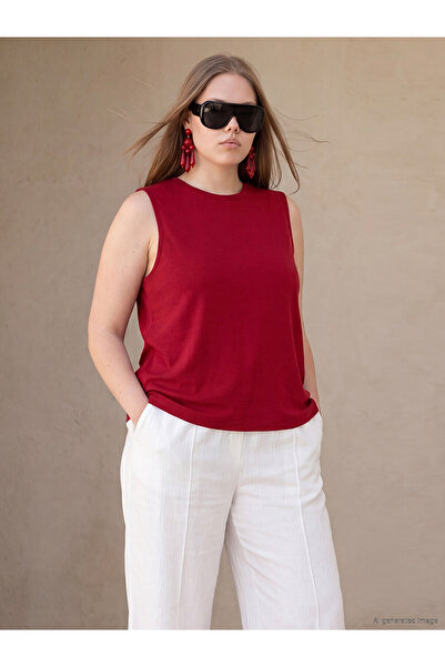 LC Waikiki Trendlucky plus size oval neck women's tank top