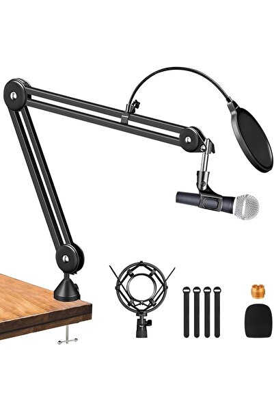 AbaqCasa Microphone Stand Mic Arm Microphone Suspension Boom Scissor Arm Stan...