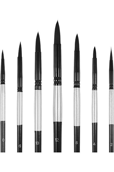 KASTWAVE 7 Pcs Nylon Round Tip Watercolor Paint Brushes Set, Professional Art...