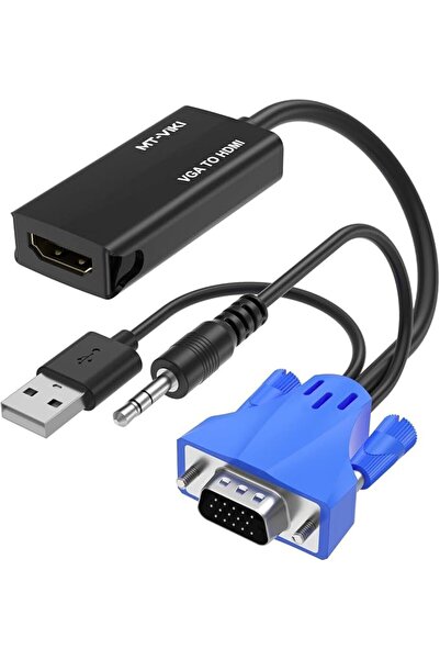 NALACAL محول VGA إلى HDMI، محول بدقة 1080 بكسل مع صوت وطاقة USB من الكمبيوتر/...