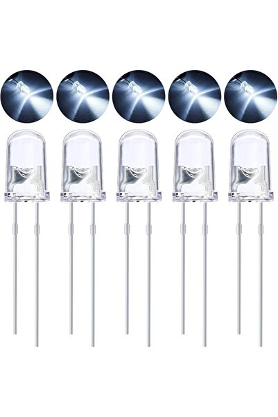 TERRIFI 100 Pack White 5mm LED Diodes Bulbs Kit, Bright Water Clear Diodes, E...