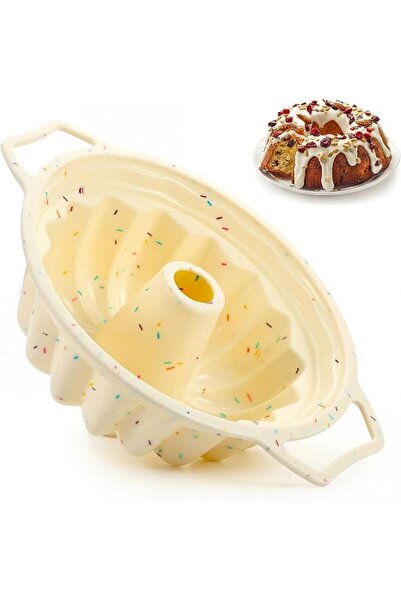 SYOSI 10.2 Inch Structure Fluted Cake Pan with Metal Reinforced Frame, Silico...