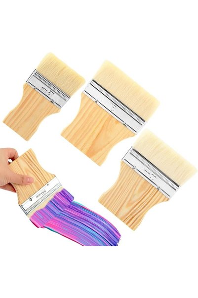 KASTWAVE 3 Pack Flat Paddle Paint Brush Set, Wool Paint Brushes, Wide Large P...