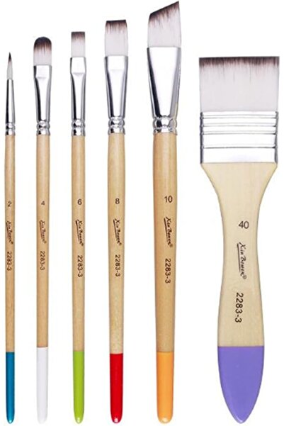 Yelajoy 6pcs Nylon Hair Paint Brush Set，Paint Brushes Set，Round-Pointed Tip A...