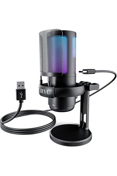 ULHYCE ميكروفون مكثف USB من ULHYC للألعاب، مناسب لتسجيل البودكاست والفيديوهات...