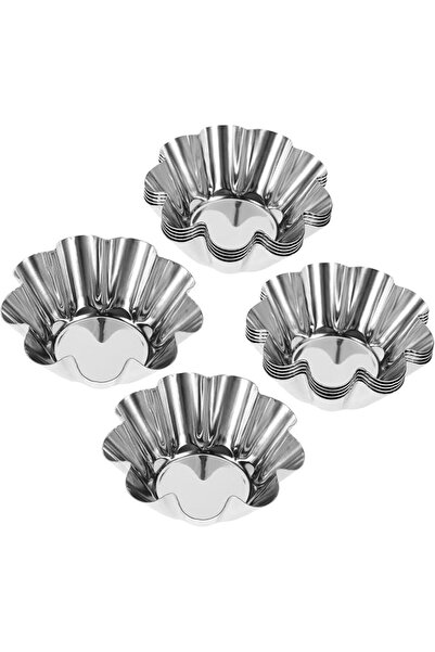 Baluue 12pcs Stainless Steel Flower Tart Pans Non-stick Baking Molds For Egg ...
