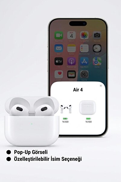 Air 4 Bluetooth Kulaklık Kablosuz TWS Kulak İçi Kulaklık Pop-Up Görsel ve Özelleştirilebilir İsim Özellikli