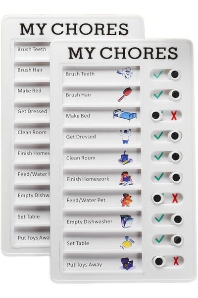 Beynant 2 Pieces Chore Chart for Multiple Kids,Daily Chore Schedule for 2 Kid...