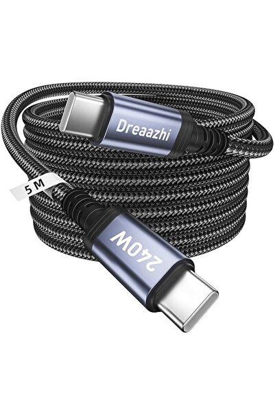GENERAL كابل شحن USB C إلى USB C بطول 5 أمتار، 240 واط، 100 واط، 60 واط، كابل...
