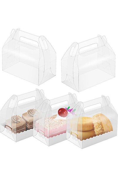 KASTWAVE Clear Gable Bakery Gift Boxes, 15 Pack Candy Treat Gift Box with Car...