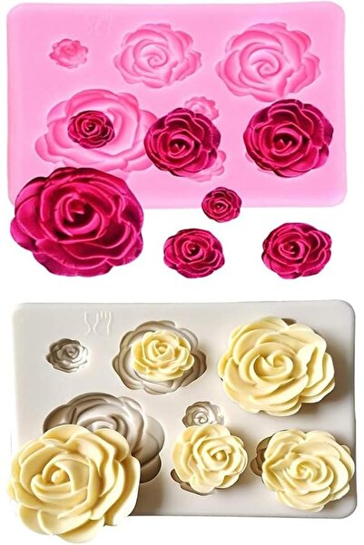 GENERAL 2 Pcs Rose Flowers Silicone Molds, Non-Stick Cake Chocolate Candy Mol...
