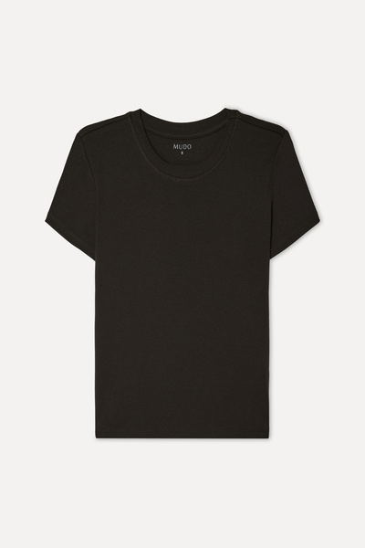 Mudo Tricou maro pentru femei, cu mânecă scurtă și decolteu tip crewneck