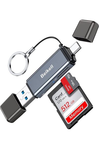 Beikell قارئ بطاقات SD، قارئ بطاقات USB C مزدوج الموصل، محول بطاقات الذاكرة