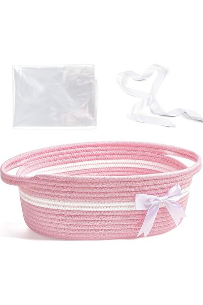 Yeeeasy Home Decor Rope Gift Basket With Bow and Bag - Simplicity Storage Bas...
