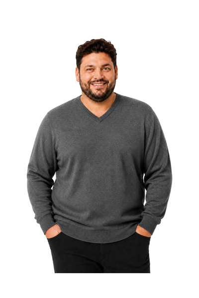 BattalModa سترة قطنية للرجال مقاس كبير برقبة على شكل حرف V 3XL-4XL-5XL-6XL