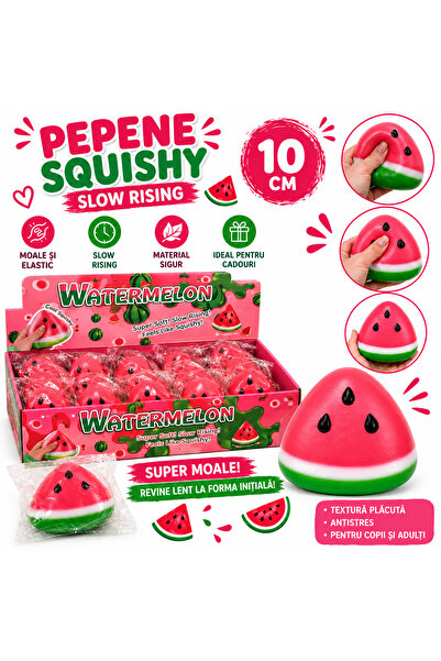 SHOP LIKE A PRO Jucărie Antistres Pepene Squishy, 10 cm, Slow Rising, Moale ș...