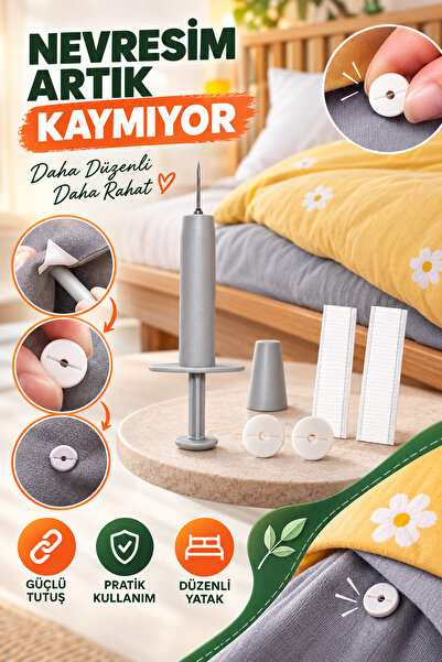House Bird Yorgan Nevresim ve Çarşaf Sabitleyici Düğme Seti Kaymaz Pratik Tut...