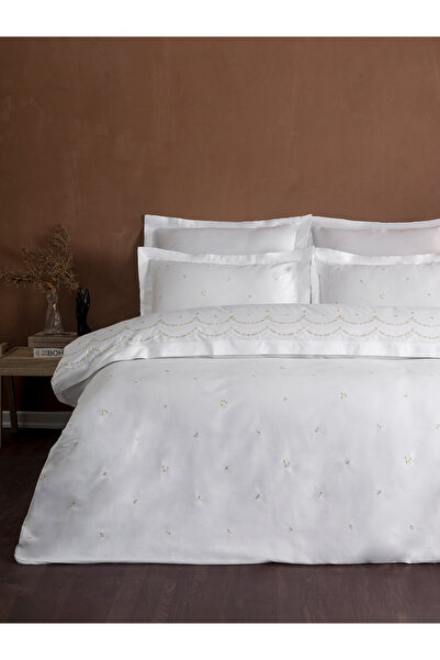 Dantela Grace Embroidered Cotton Satin Double Duvet Cover Set