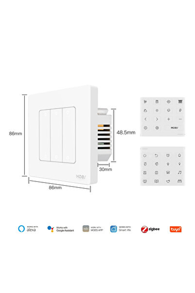 MOES 6 gang white ZigBee Star Ring Smart Light Push Button Switch Scene Switc...