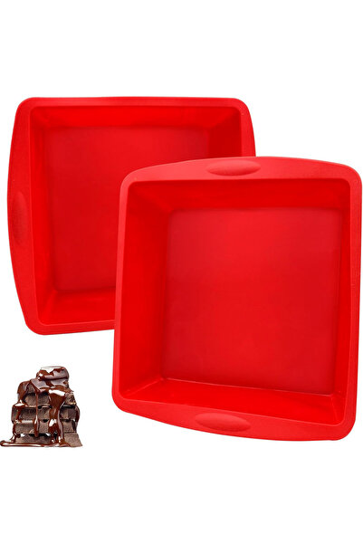 Generic Brand Set 2 forme silicon pentru copt, forme pătrate, 19,5x18x5,5 cm,...