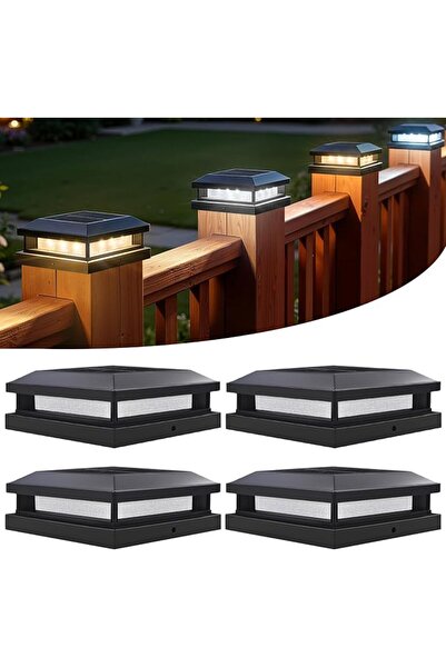 GENERAL Solar LED Post Cap Lights Outdoor 4pack, Warm White/Cool White