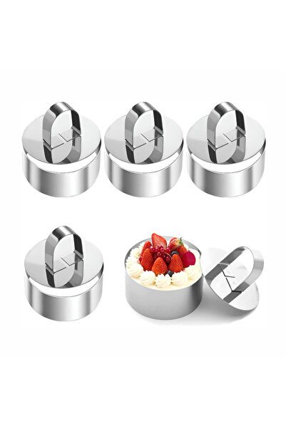 Generic Brand Set 5 inele tort, inele desert, forme rotunde, 8x8 cm, înălțime...