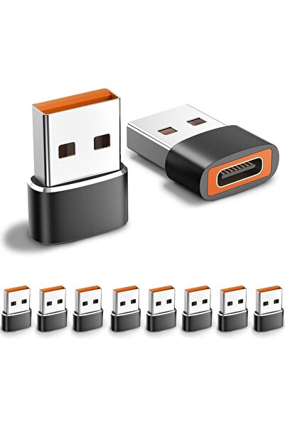 TERRIFI محول USB C (10 قطع)، محول من أنثى Type-C إلى ذكر Standard-A، يدعم الش...