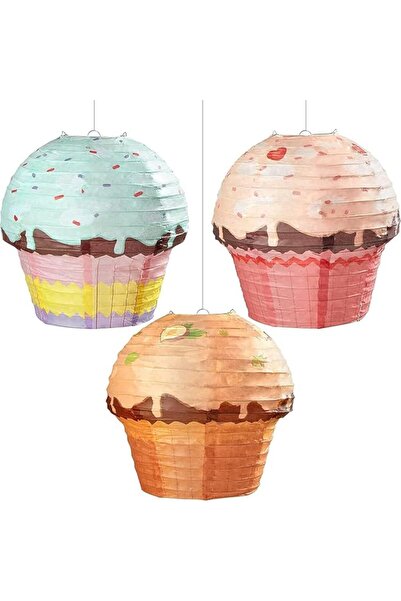 X SPRING Hanging Paper Lanterns, 3 PCS Decorative Party Lanterns with String ...