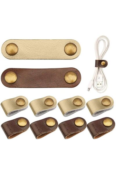 KASTWAVE 10 Pcs Leather Cable Organizers, Portable Earphone USB Cord Straps, ...