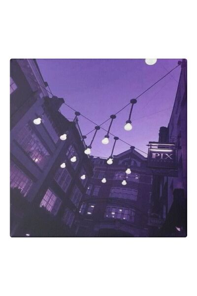 Generic لوحة جدارية للمدينة مع إطار بنفسجي/أبيض/أسود 30x30 سم