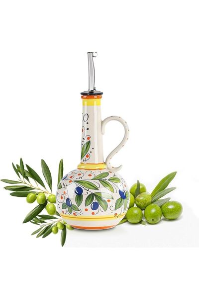 KASTWAVE 18 oz Ceramic Olive Oil Bottle Dispenser for Kitchen, Large Capacity...