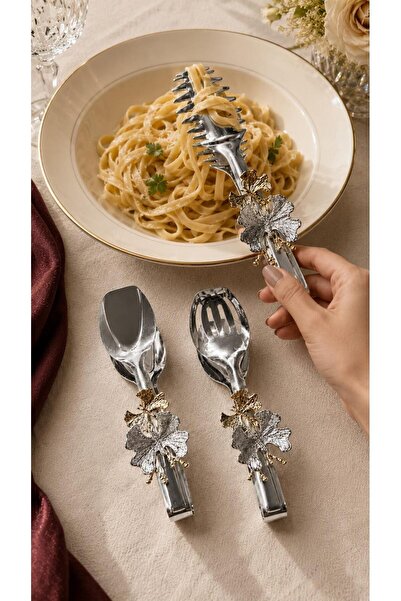 ONON Silver Tongs Set with Butterfly Detail, 3 Pieces