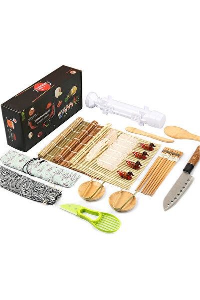 Generic Brand Set 24 accesorii sushi, set sushi începători, matriță sushi, co...