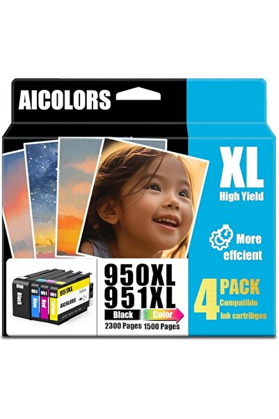 GENERAL خرطوشة حبر متوافقة 950XL بديلة لـ HP 950XL 951XL، مجموعة من 4 قطع للا...