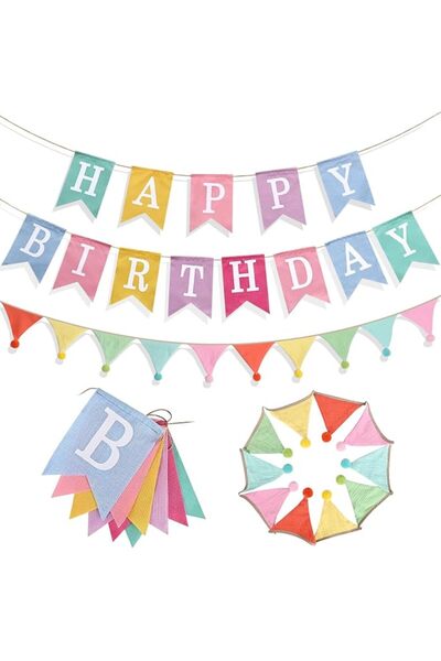 GENERAL Happy Birthday Banner, Birthday Decorations with Hanging Flags, Imita...